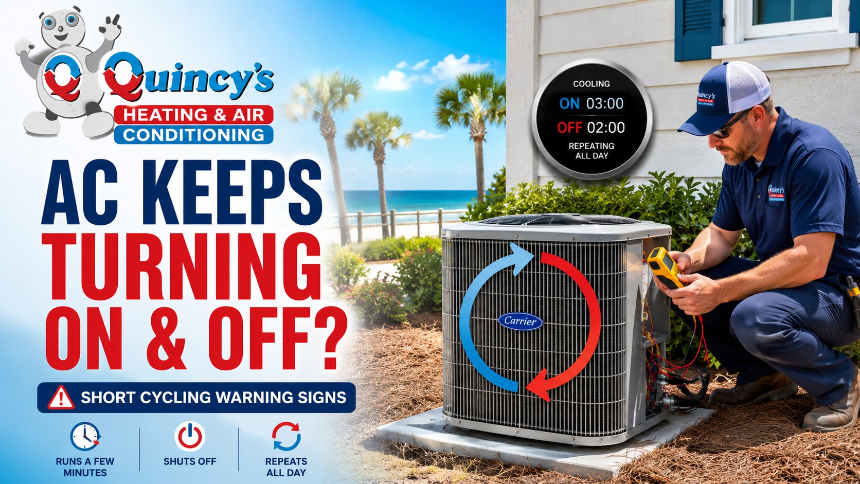Why your AC keeps turning on and off - short cycling