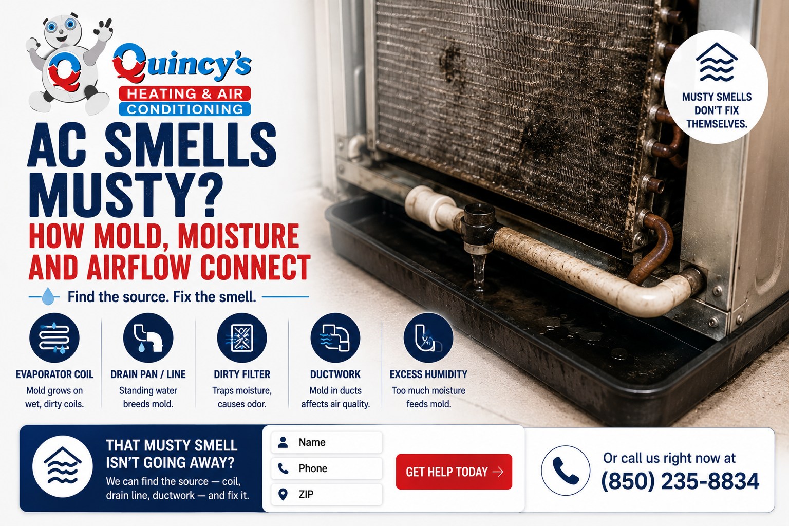AC smells musty - mold, moisture and airflow